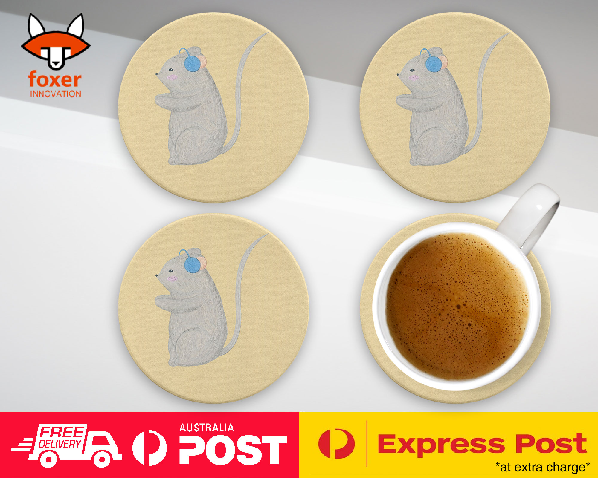 COASTER COFFEE DRINKING MAT|MOUSE DRAWING SKETCH 2