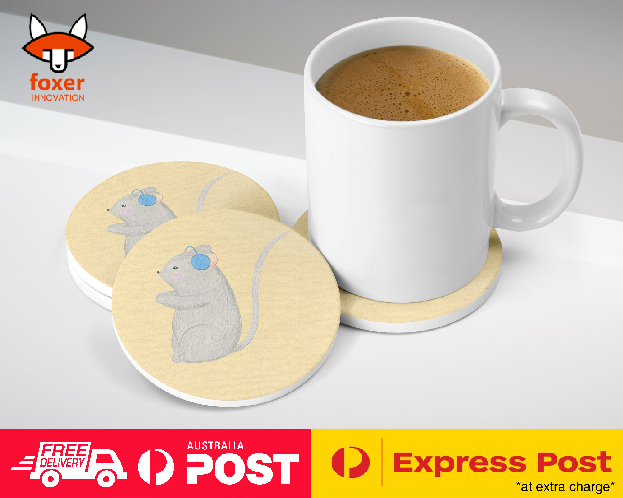 COASTER COFFEE DRINKING MAT|MOUSE DRAWING SKETCH 2