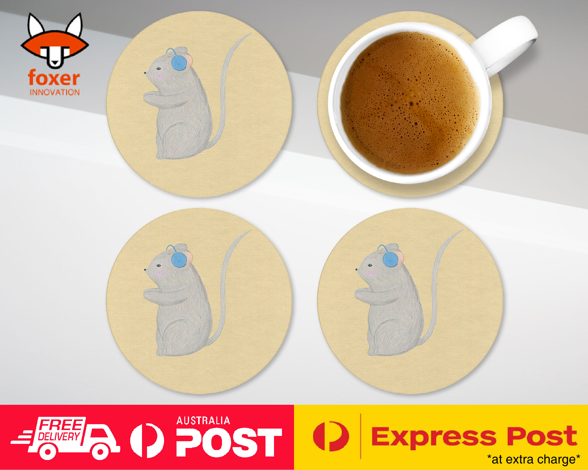 COASTER COFFEE DRINKING MAT|MOUSE DRAWING SKETCH 2