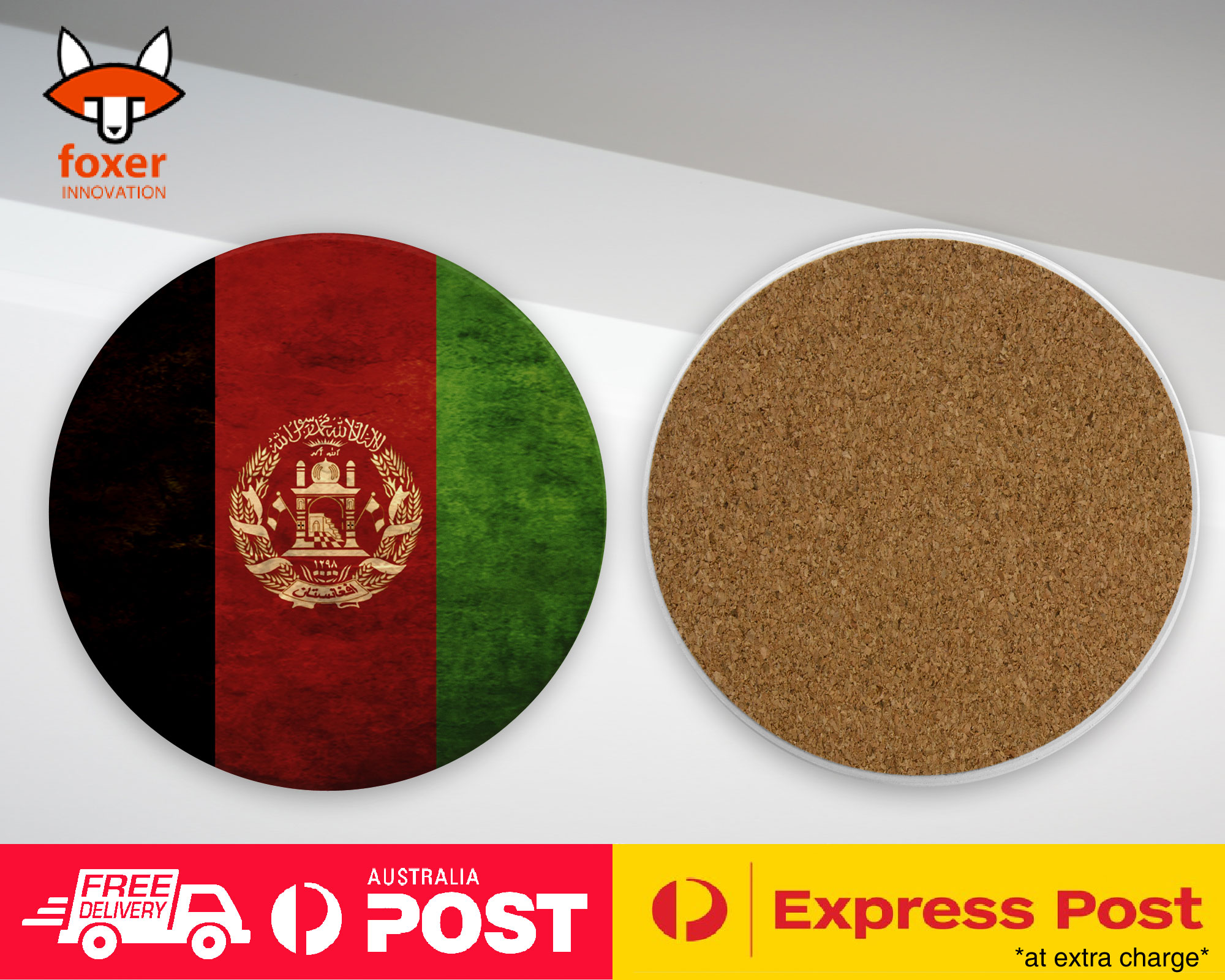 COASTER COFFEE DRINKING MAT|AFGHANISTAN COUNTRY FLAG 1