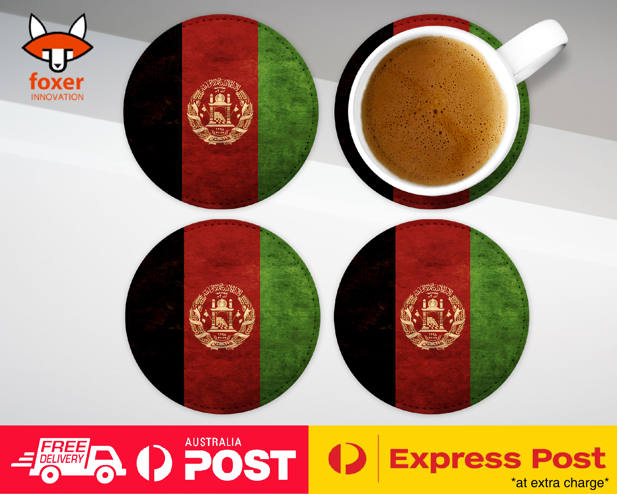 COASTER COFFEE DRINKING MAT|AFGHANISTAN COUNTRY FLAG 1