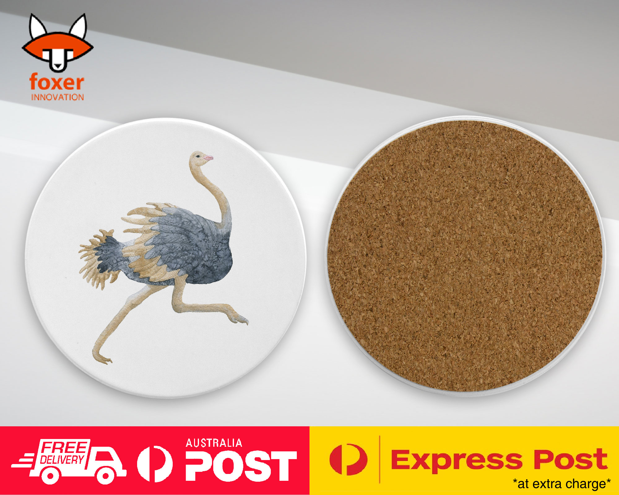 COASTER COFFEE DRINKING MAT|OSTRICH EMU BIRD