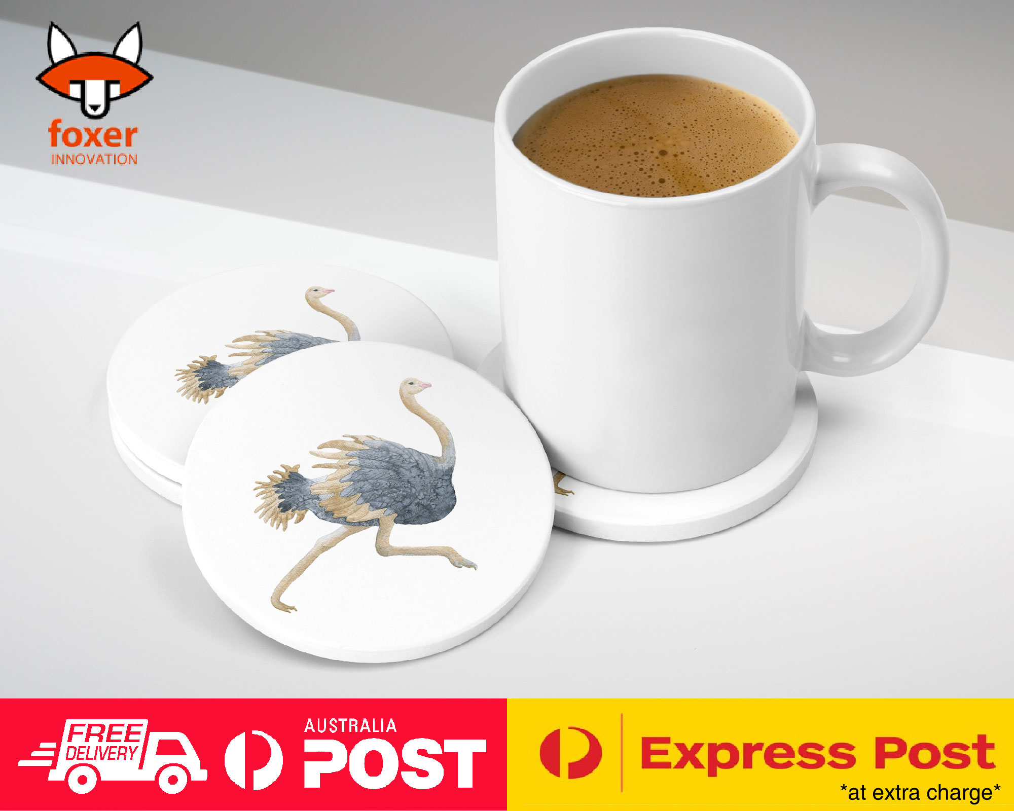 COASTER COFFEE DRINKING MAT|OSTRICH EMU BIRD