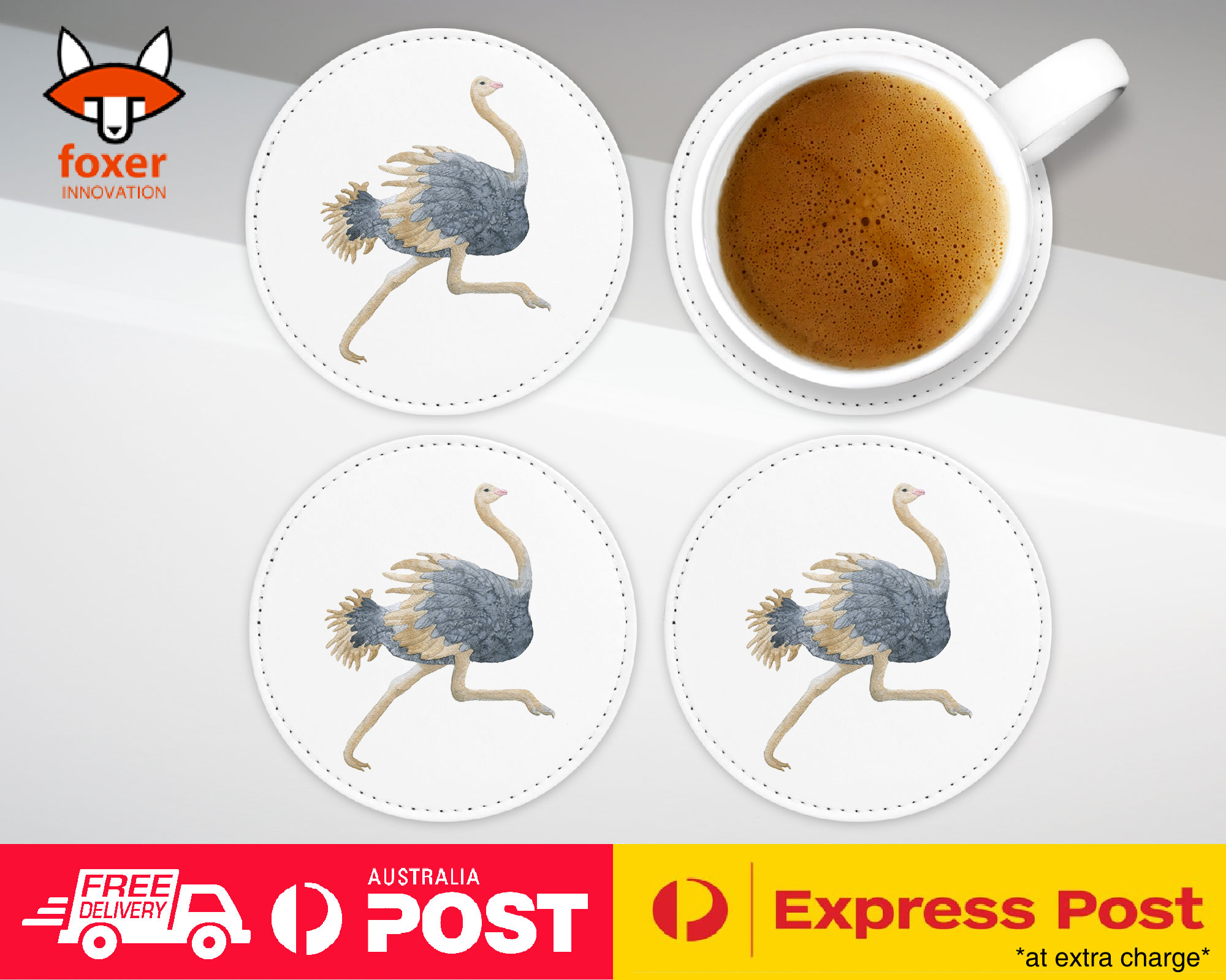 COASTER COFFEE DRINKING MAT|OSTRICH EMU BIRD