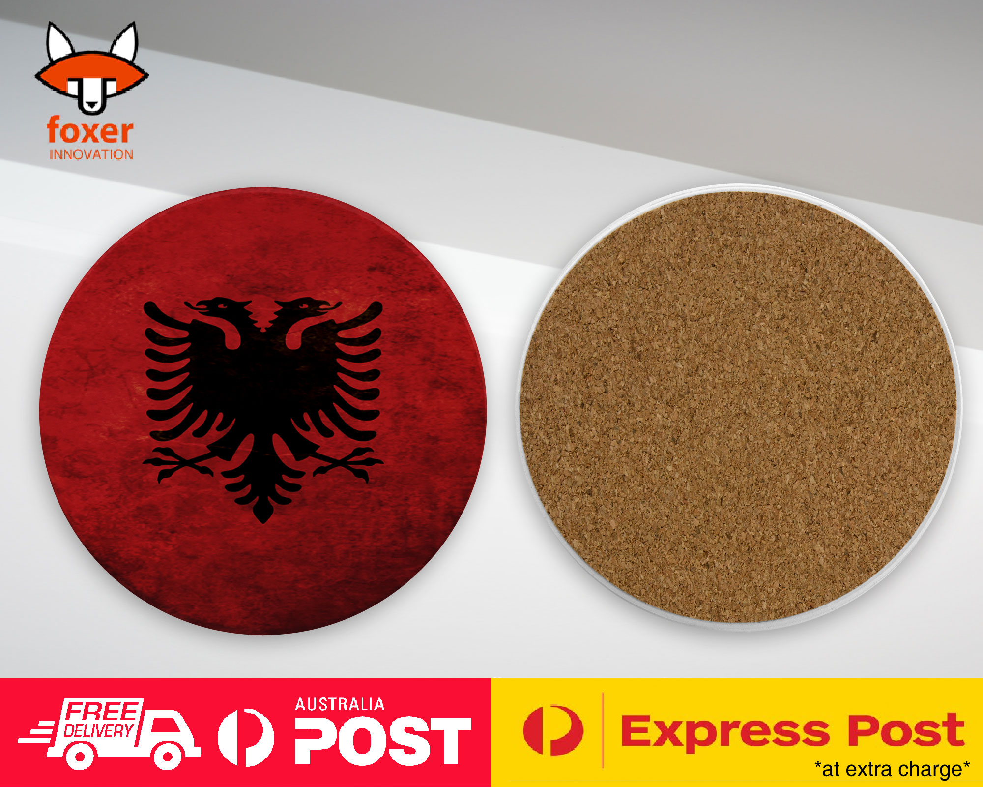 COASTER COFFEE DRINKING MAT|ALBANIA COUNTRY FLAG 2