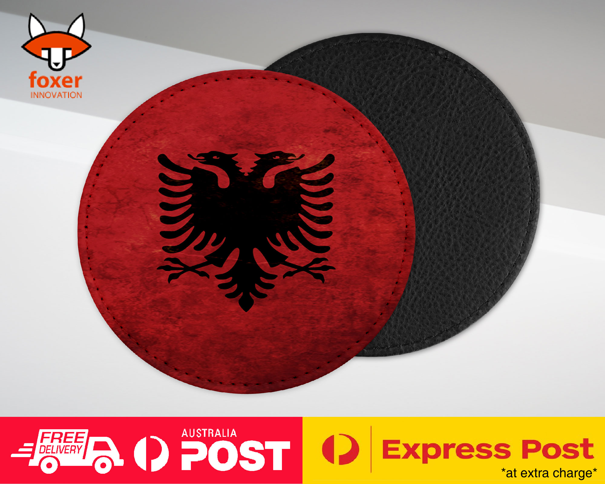 COASTER COFFEE DRINKING MAT|ALBANIA COUNTRY FLAG 2