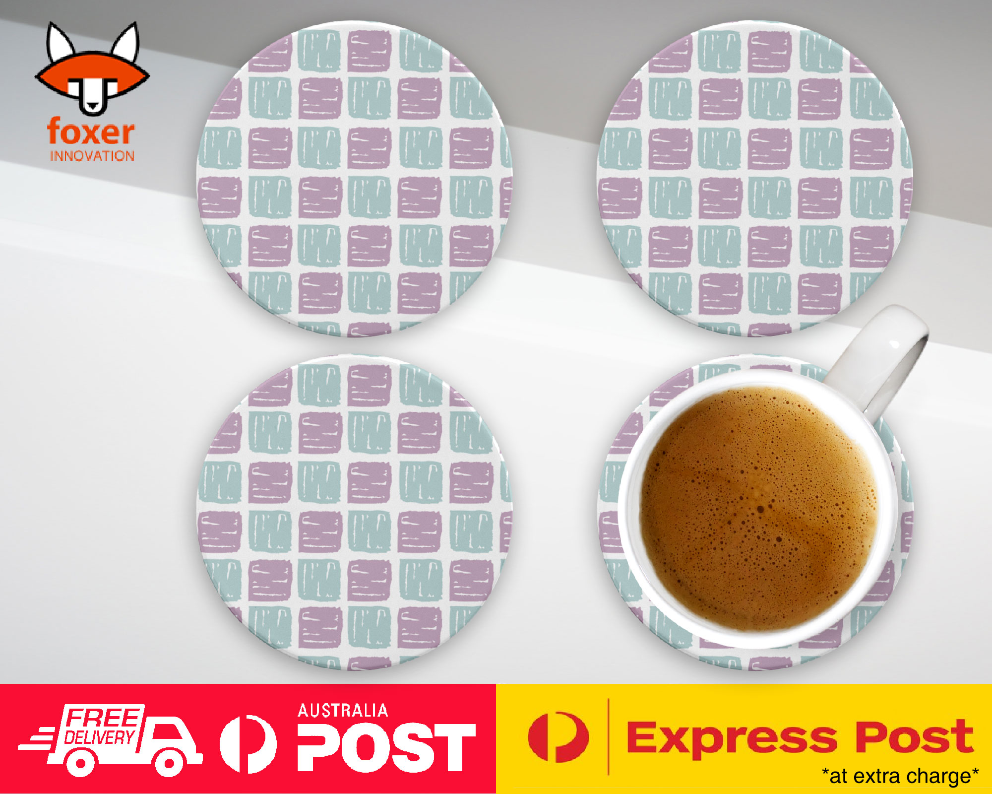 COASTER COFFEE DRINKING MAT|SQUARE GEOMETRIC PATTERN 36