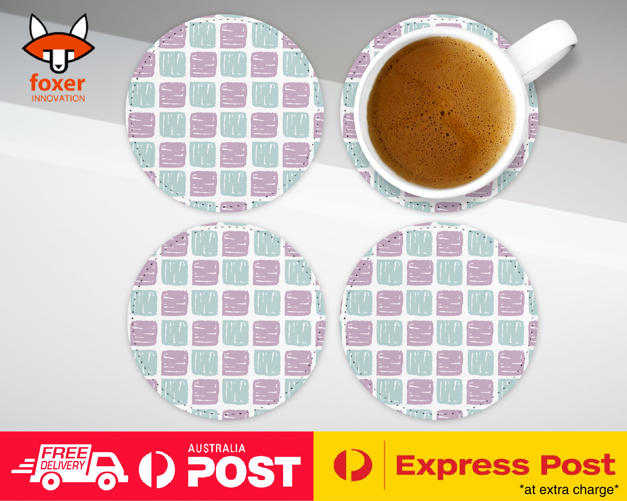 COASTER COFFEE DRINKING MAT|SQUARE GEOMETRIC PATTERN 36
