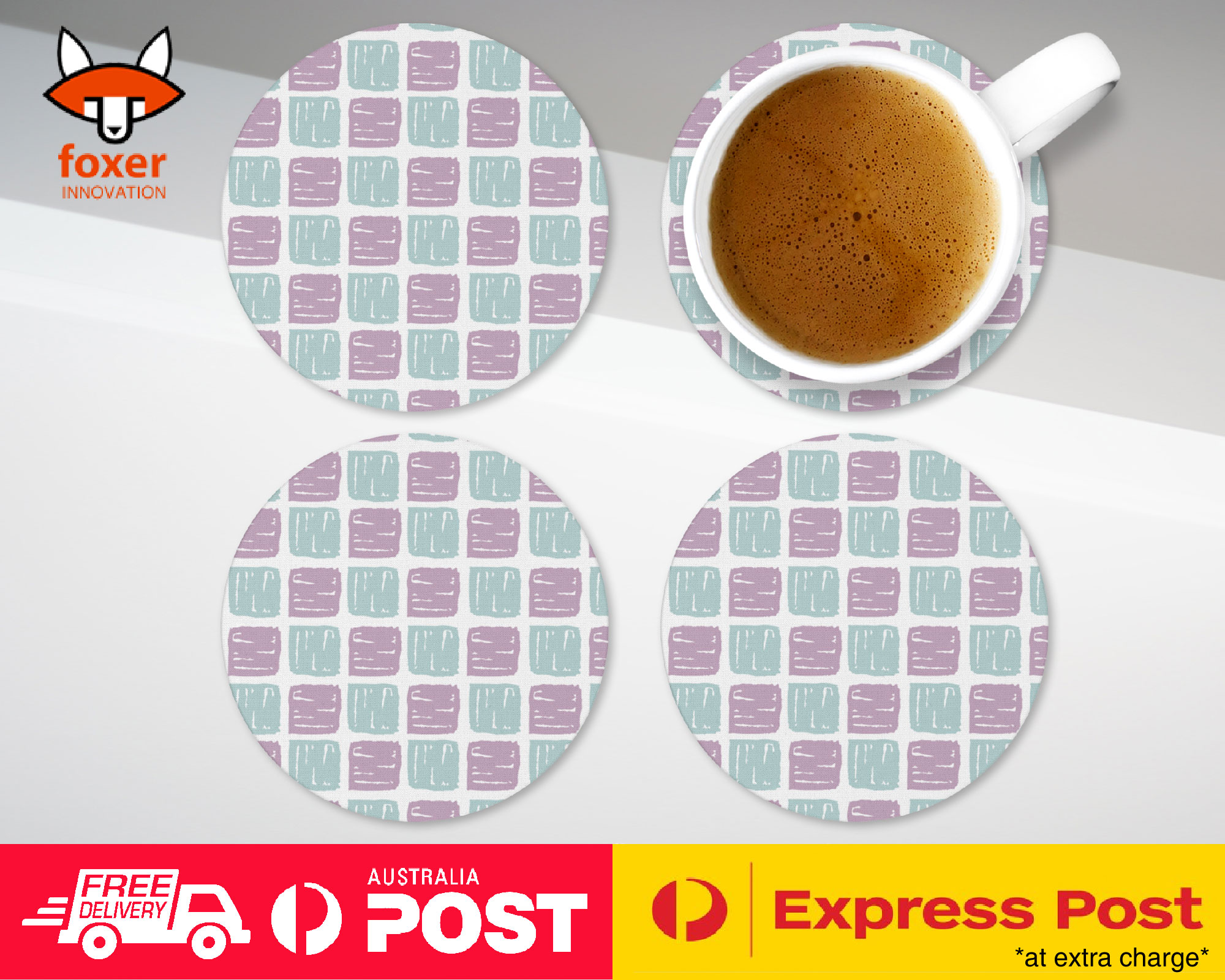 COASTER COFFEE DRINKING MAT|SQUARE GEOMETRIC PATTERN 36