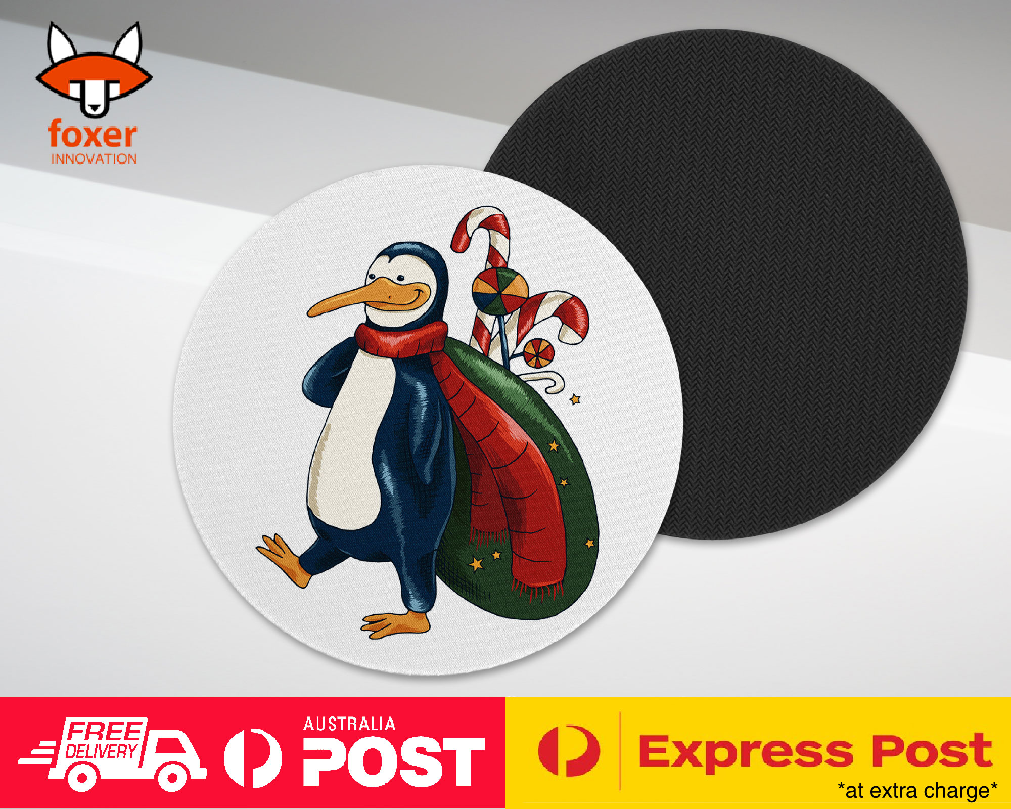 COASTER COFFEE DRINKING MAT|PENGUIN ON CHRISTMAS