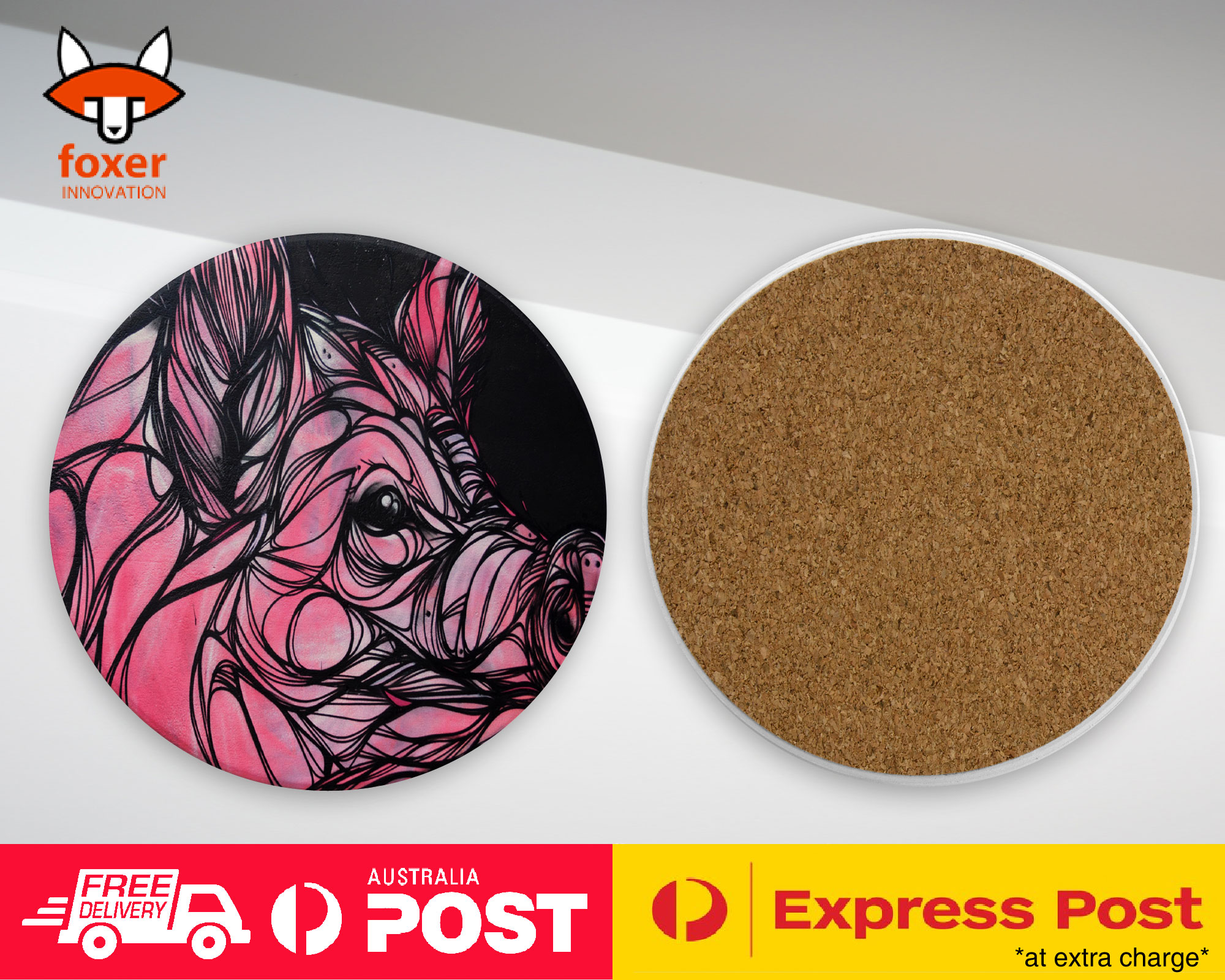 COASTER COFFEE DRINKING MAT|PIG ART