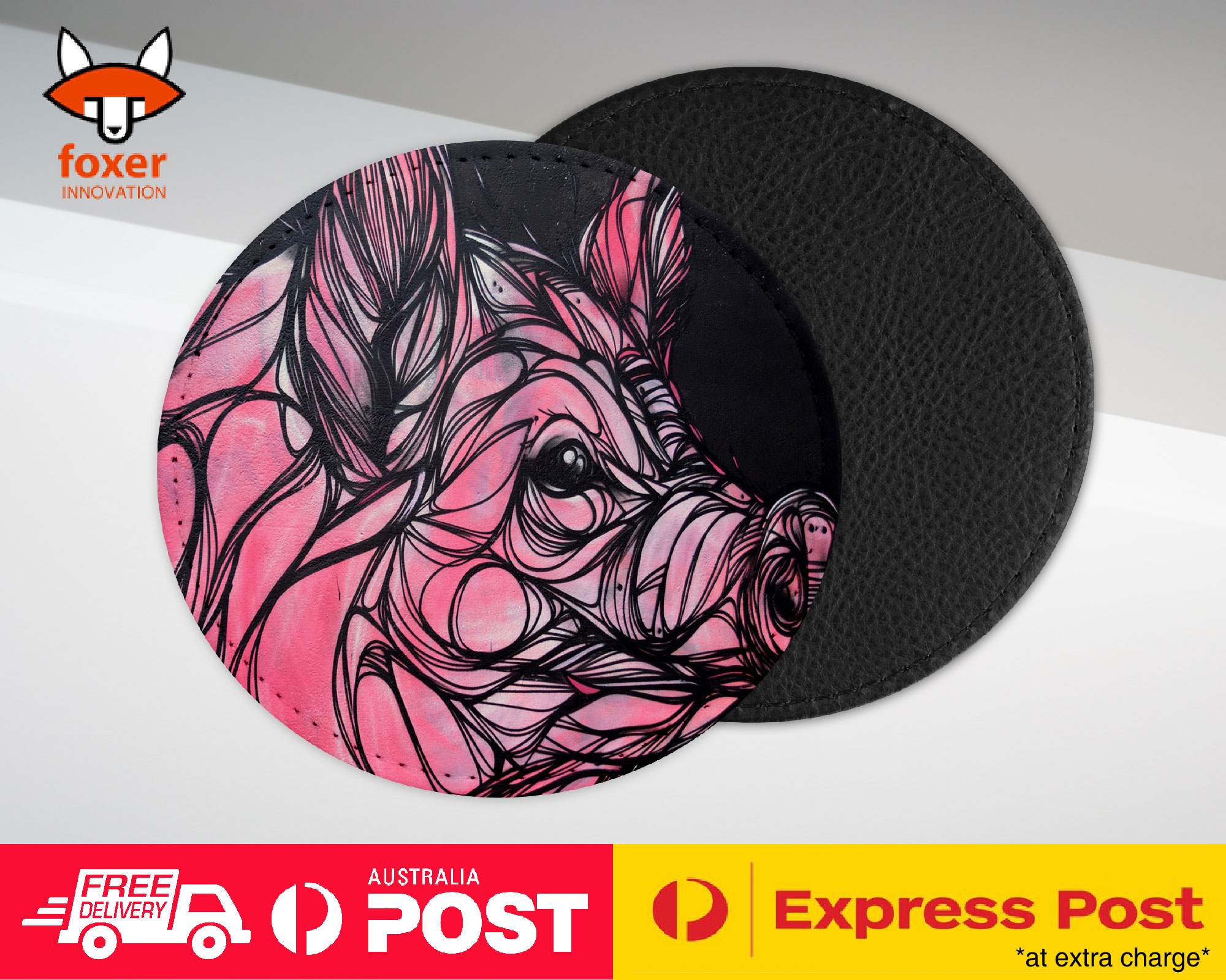 COASTER COFFEE DRINKING MAT|PIG ART