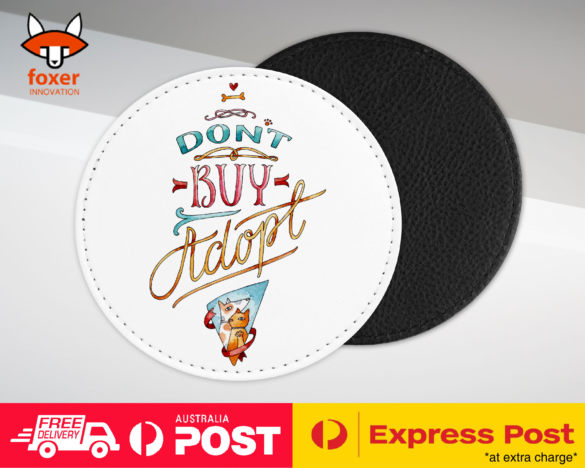 COASTER COFFEE DRINKING MAT|PET QUOTES "DON'T BUY ADOPT"