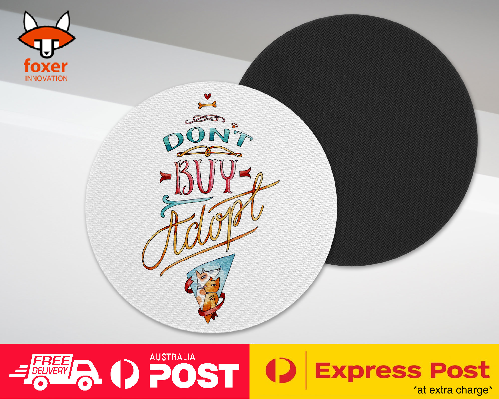 COASTER COFFEE DRINKING MAT|PET QUOTES "DON'T BUY ADOPT"
