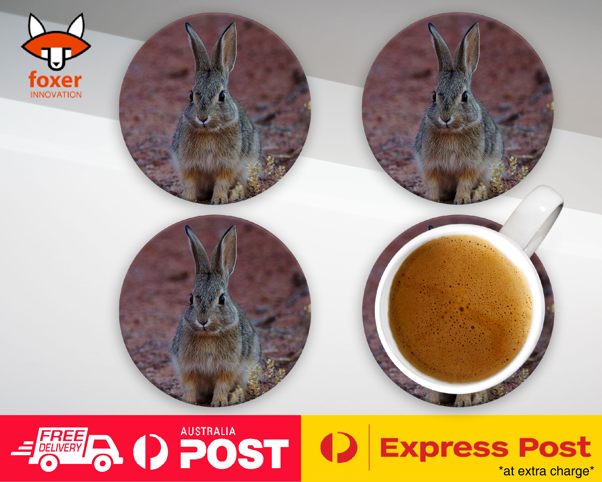 COASTER COFFEE DRINKING MAT|CUTE RABBIT BUNNY 14