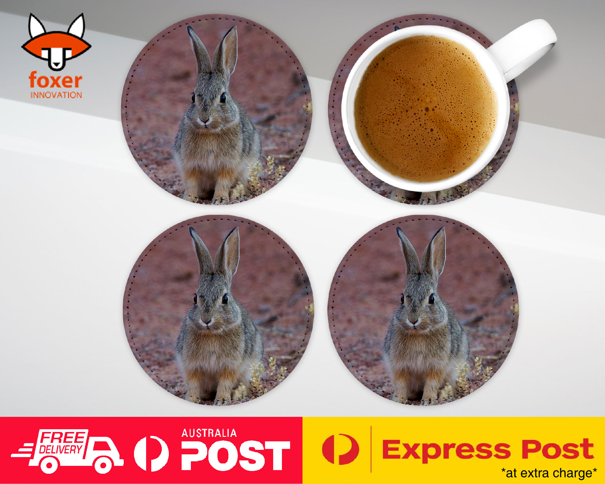 COASTER COFFEE DRINKING MAT|CUTE RABBIT BUNNY 14