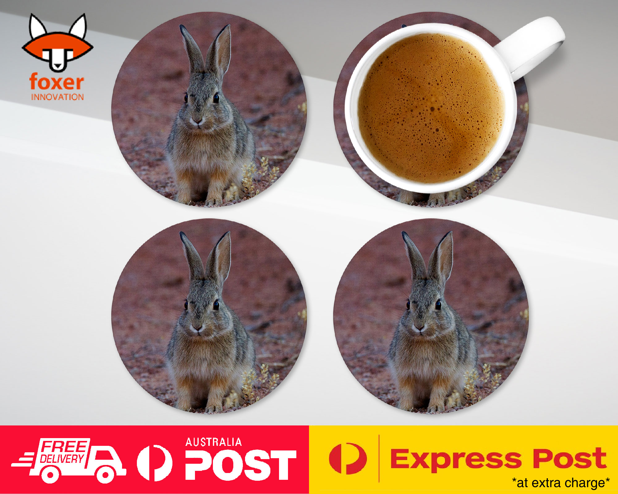 COASTER COFFEE DRINKING MAT|CUTE RABBIT BUNNY 14