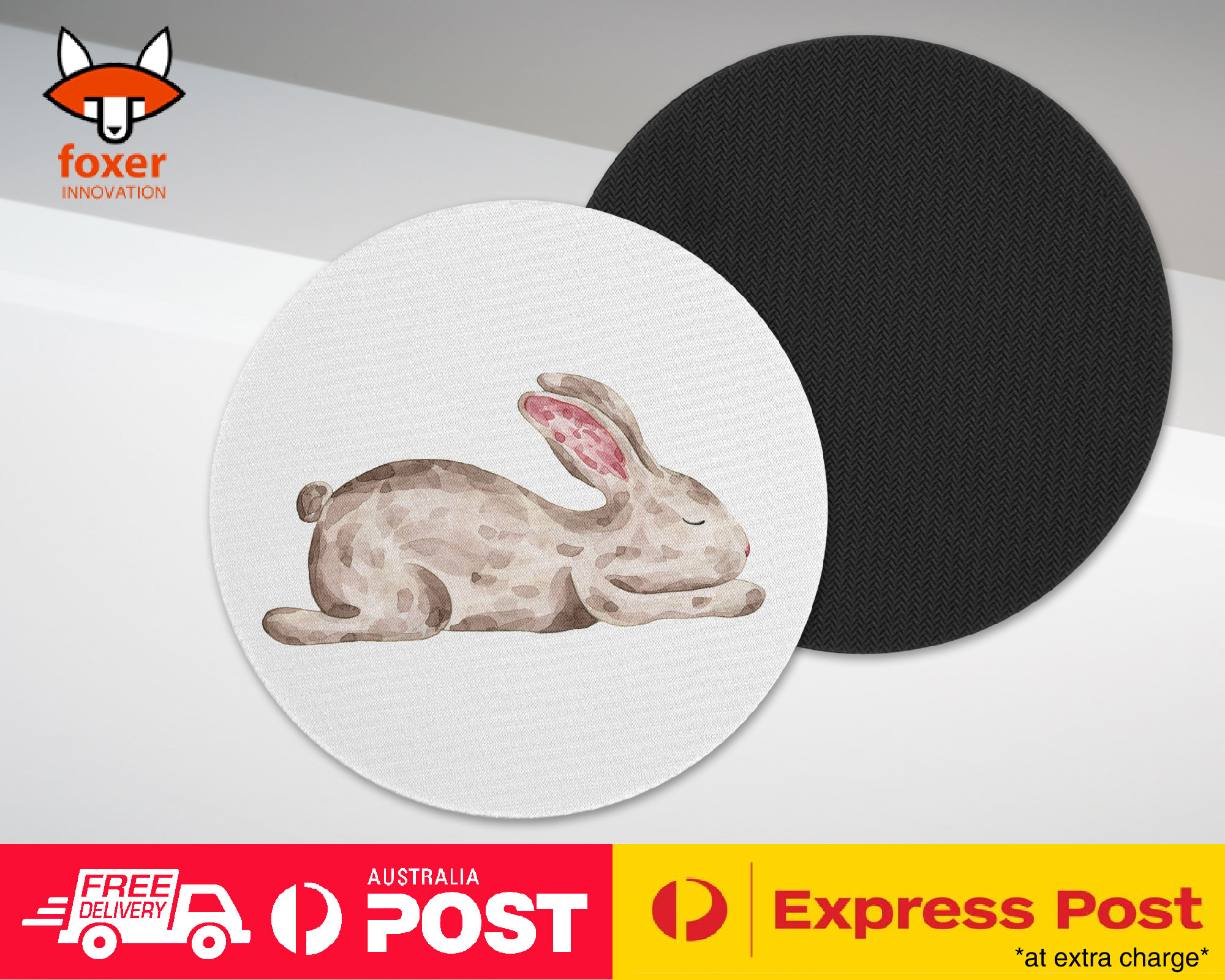 COASTER COFFEE DRINKING MAT|CUTE WATERCOLOR RABBIT BUNNY 1