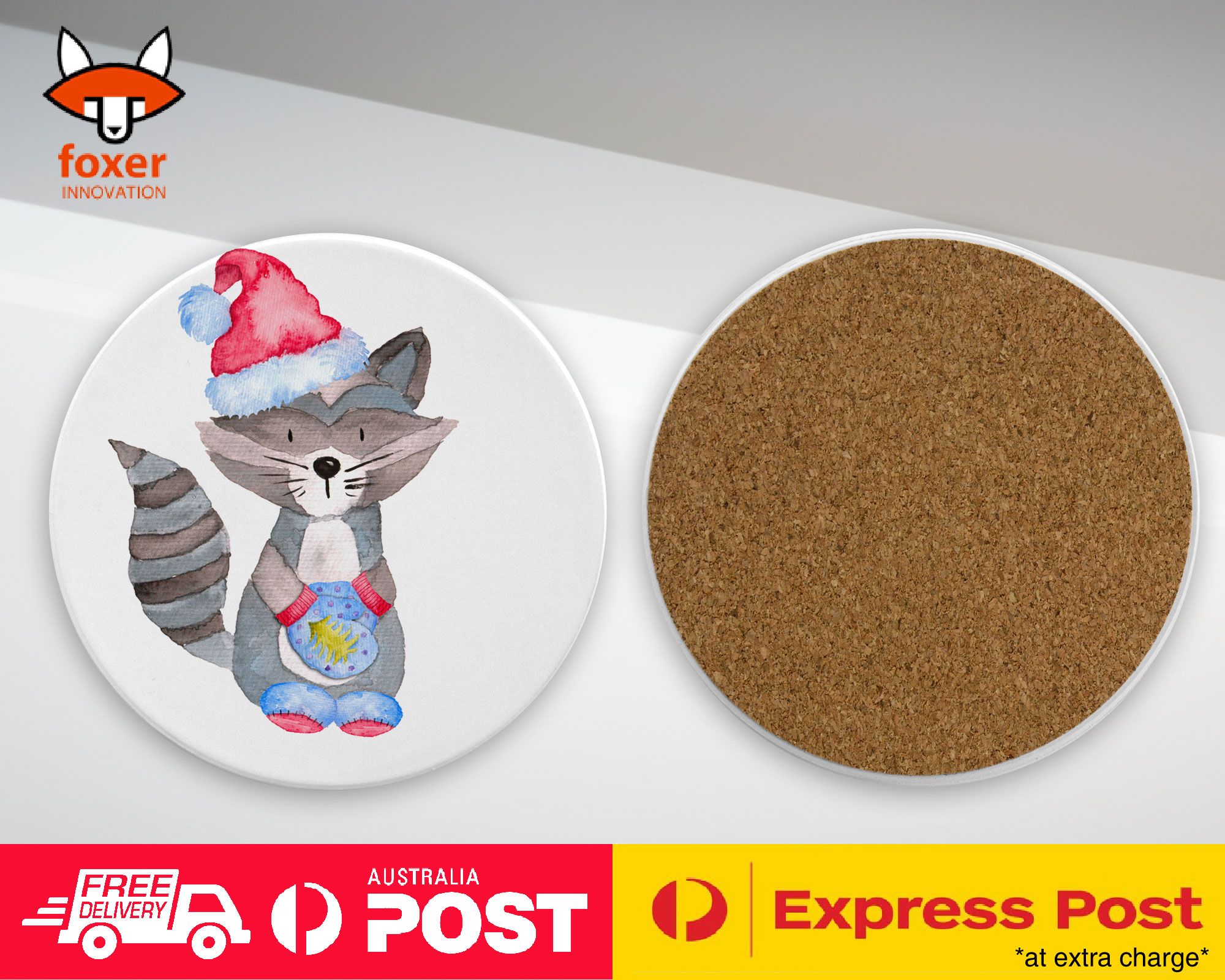 COASTER COFFEE DRINKING MAT|CUTE WATERCOLOR RACCOON 2