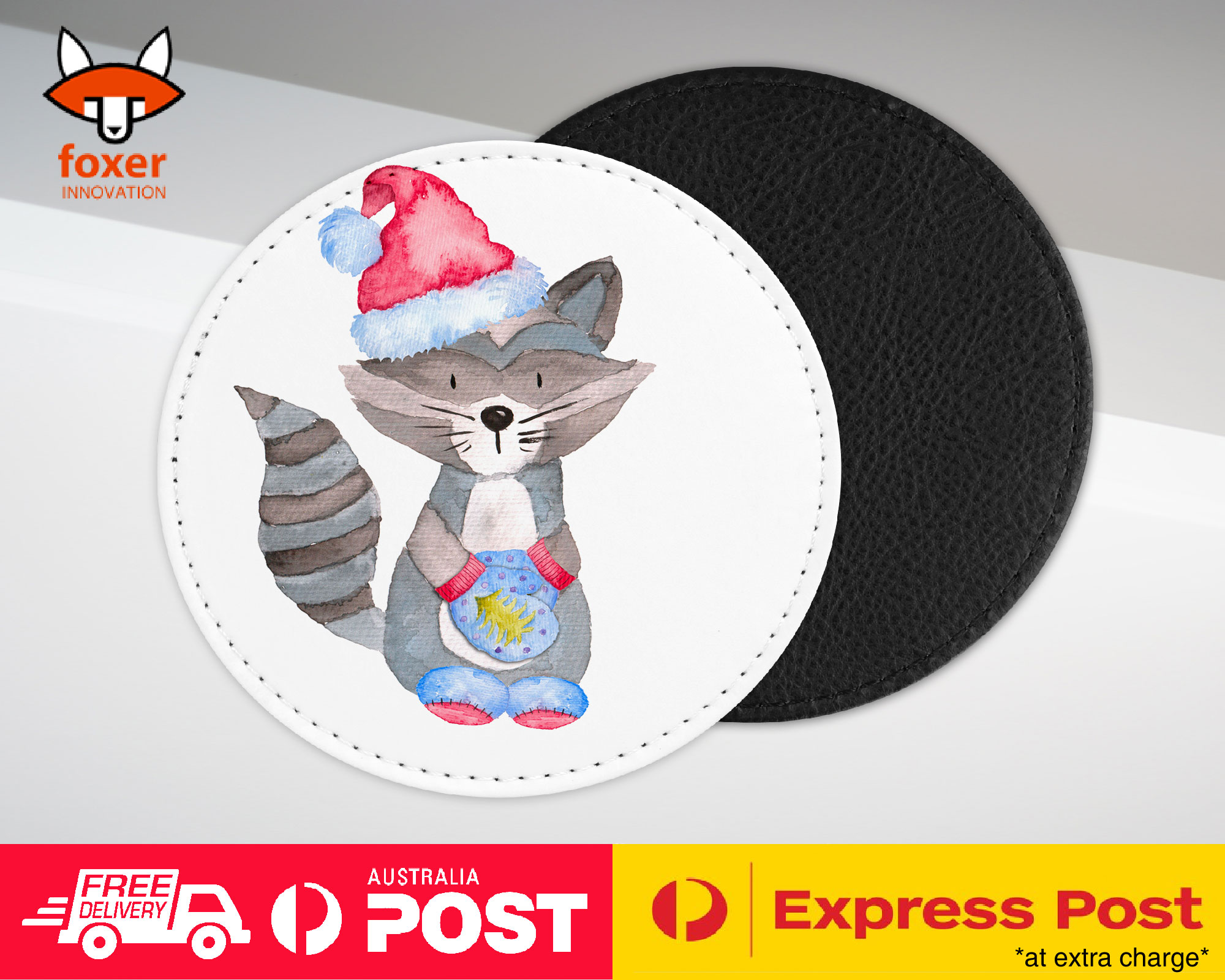 COASTER COFFEE DRINKING MAT|CUTE WATERCOLOR RACCOON 2