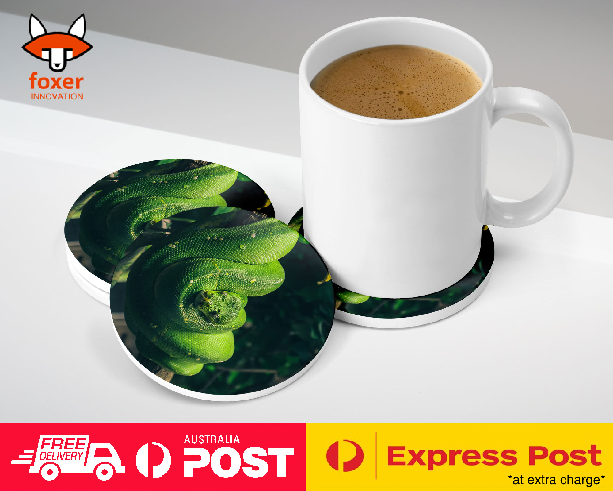 COASTER COFFEE DRINKING MAT|SNAKE HANGING ON TREE BRANCH 1