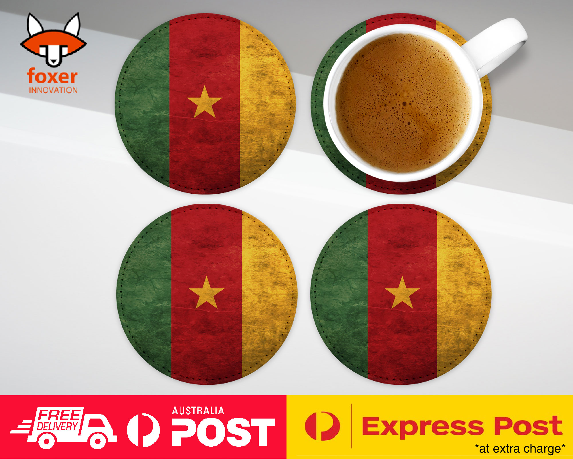 COASTER COFFEE DRINKING MAT|CAMEROON COUNTRY FLAG 27