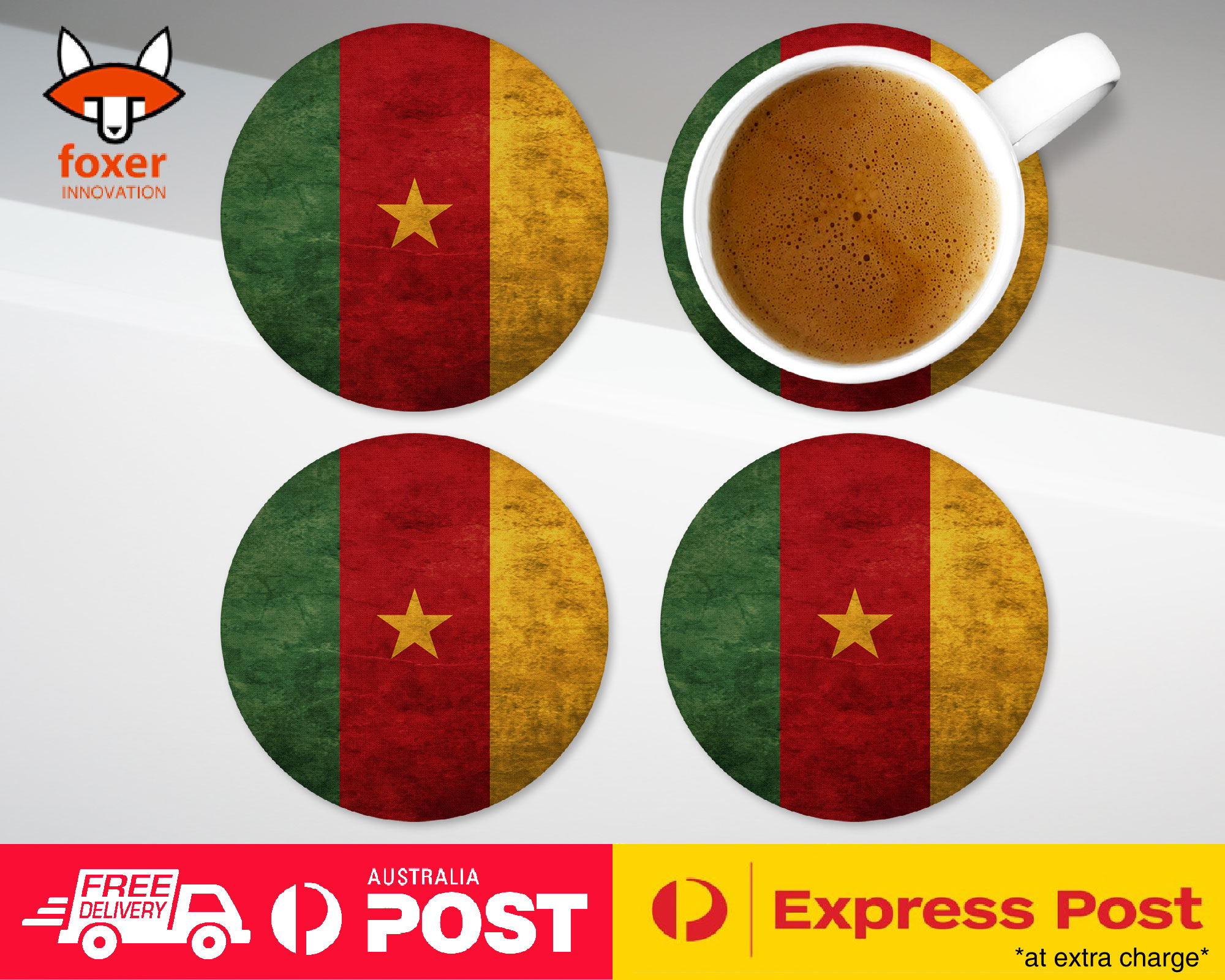 COASTER COFFEE DRINKING MAT|CAMEROON COUNTRY FLAG 27