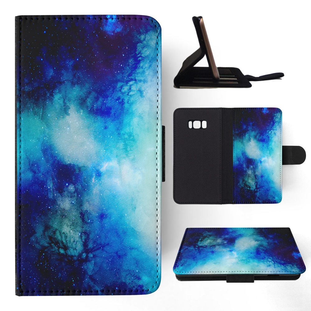 FLIP CASE FOR SAMSUNG GALAXY|WATERCOLOR SPACE BLUE ART 1 - Picture 101 of 120