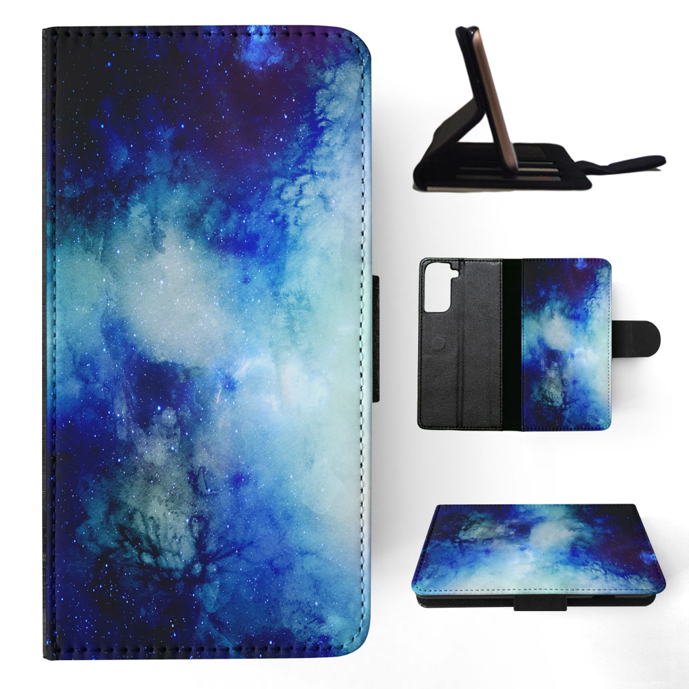 FLIP CASE FOR SAMSUNG GALAXY|WATERCOLOR SPACE BLUE ART 1 - Picture 61 of 120