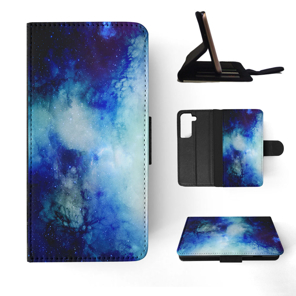 FLIP CASE FOR SAMSUNG GALAXY|WATERCOLOR SPACE BLUE ART 1 - Picture 46 of 120