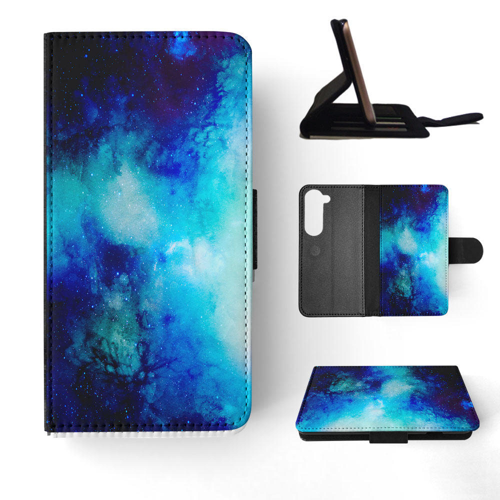 FLIP CASE FOR SAMSUNG GALAXY|WATERCOLOR SPACE BLUE ART 1 - Picture 31 of 120