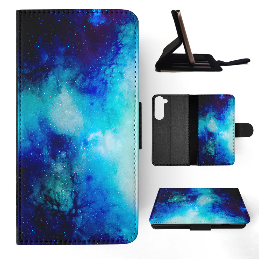 FLIP CASE FOR SAMSUNG GALAXY|WATERCOLOR SPACE BLUE ART 1 - Picture 26 of 120