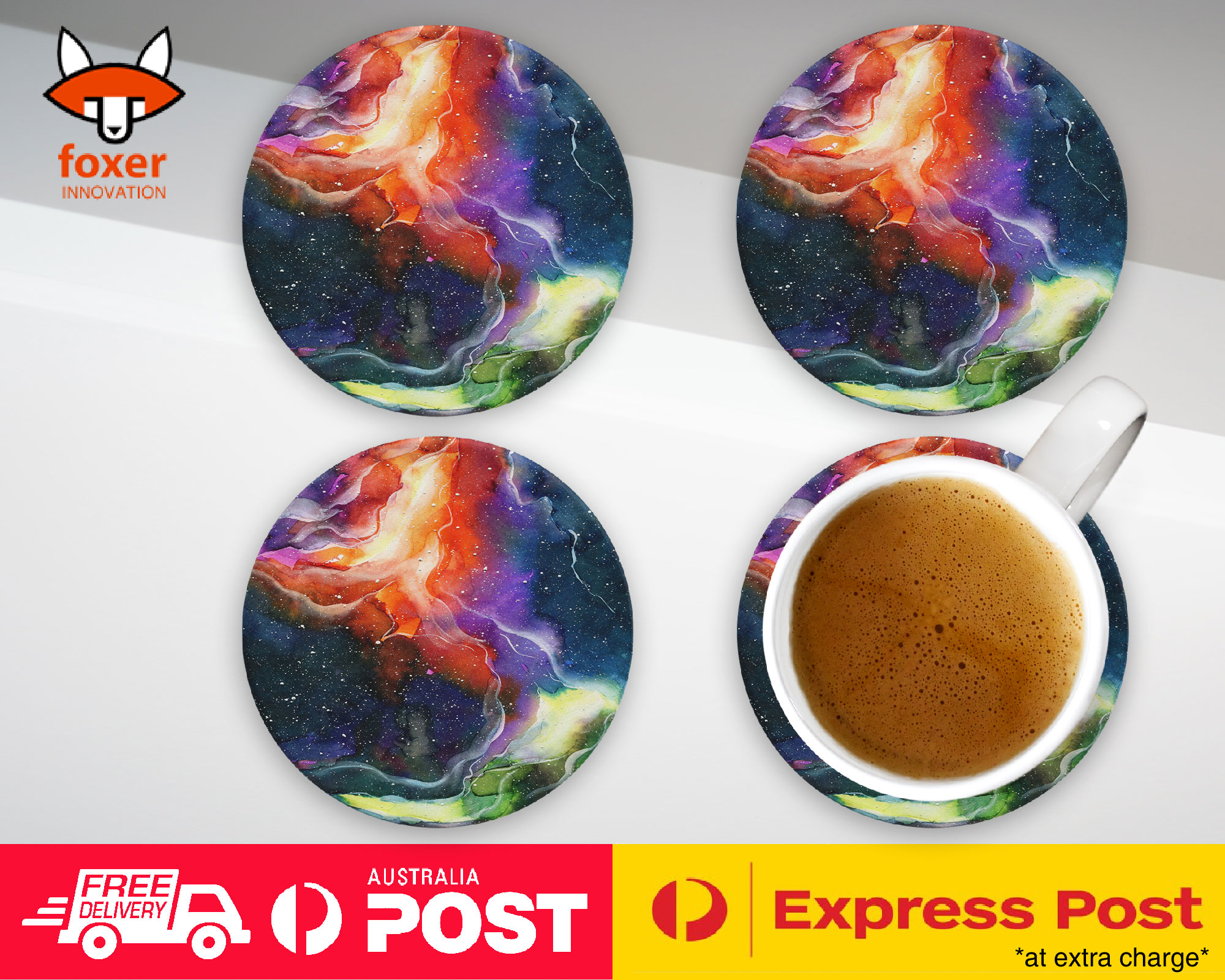 COASTER COFFEE DRINKING MAT|WATERCOLOR SPACE ART 14