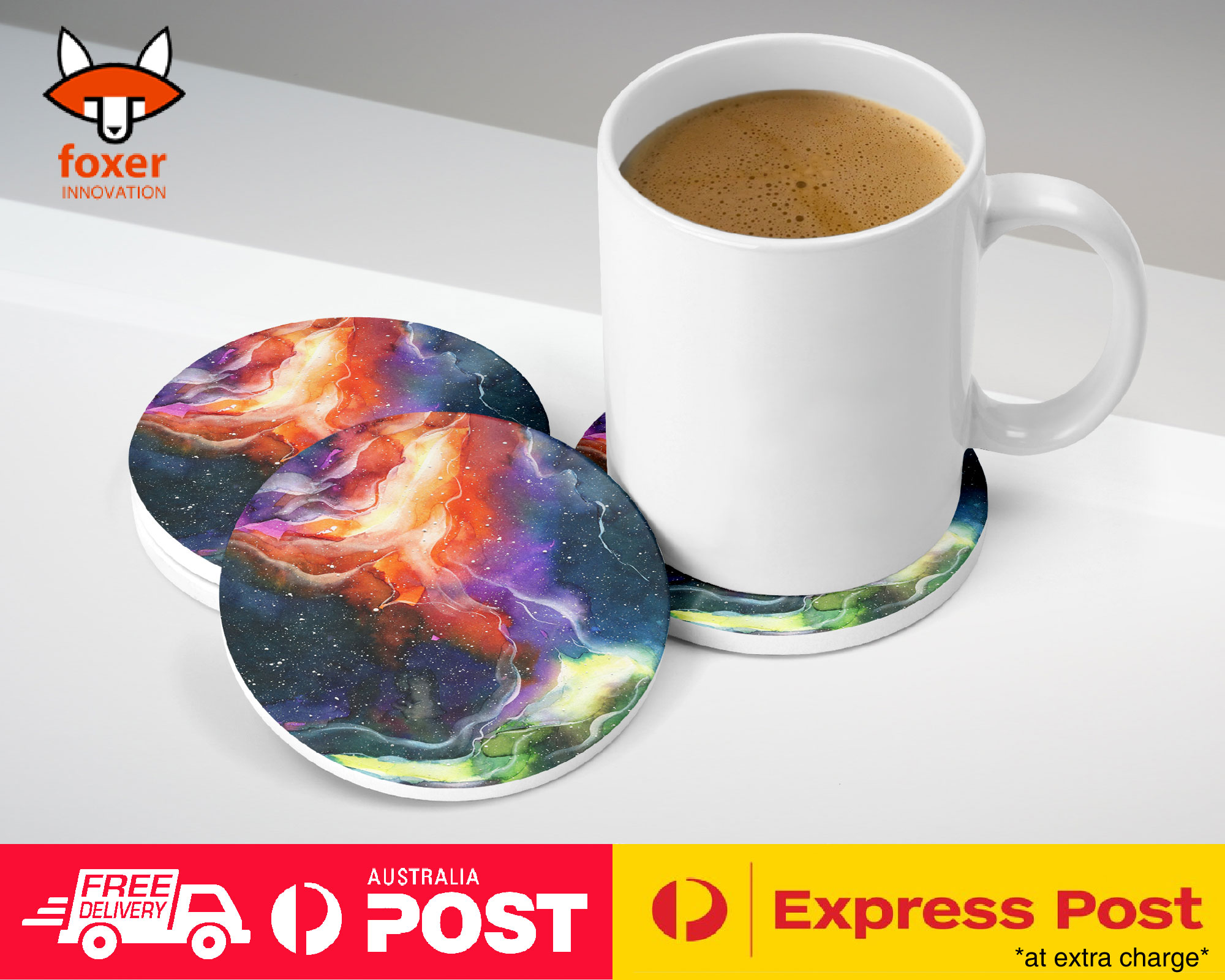 COASTER COFFEE DRINKING MAT|WATERCOLOR SPACE ART 14