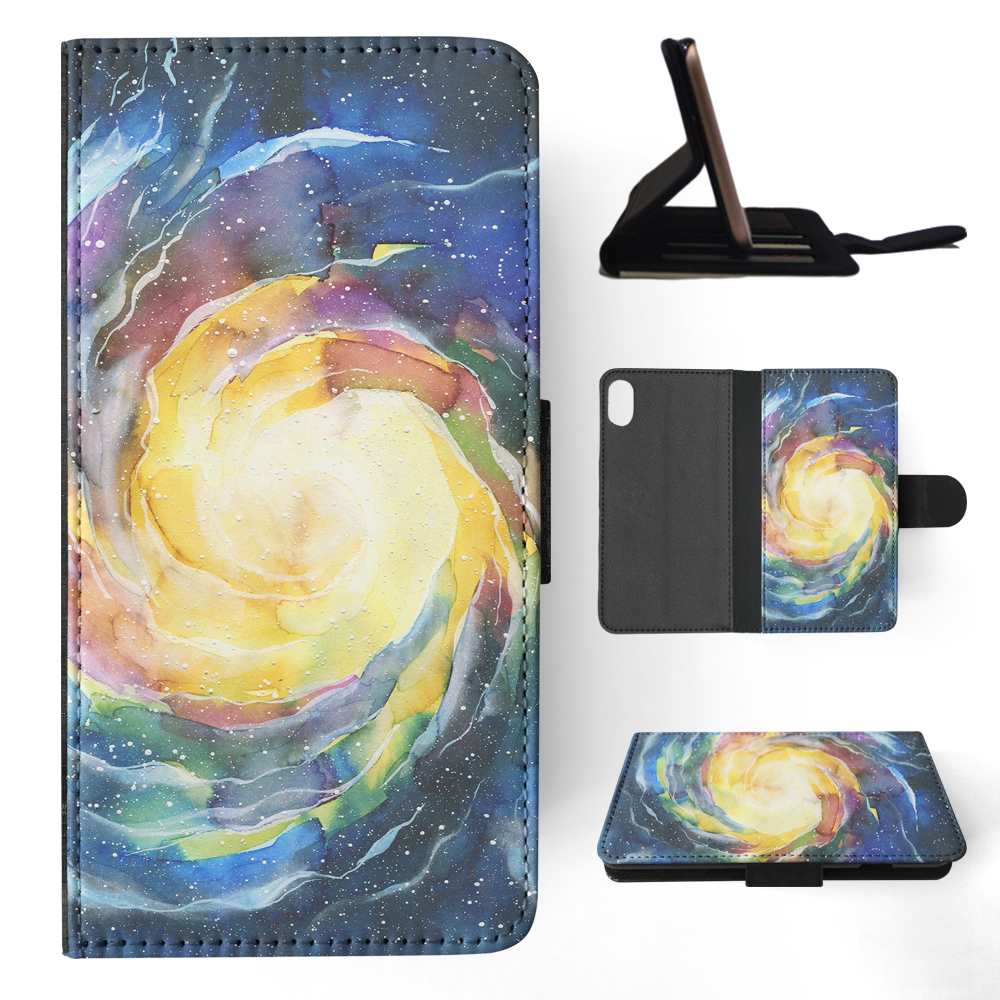 FLIP CASE FOR APPLE IPHONE|WATERCOLOR SPACE ART 15 - Picture 109 of 193