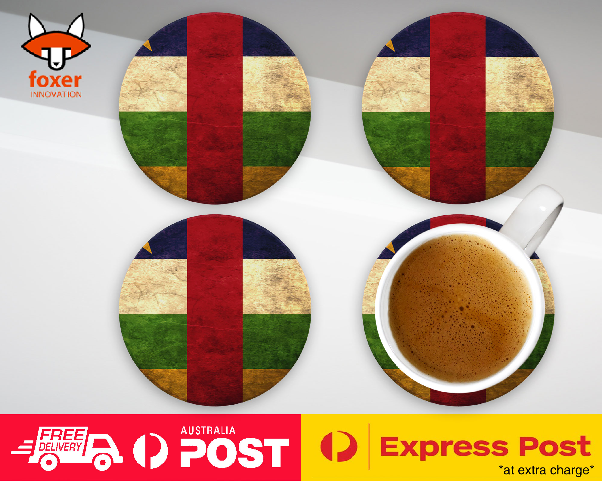 COASTER COFFEE DRINKING MAT|CENTRAL AFRICAN REPUBLIC FLAG