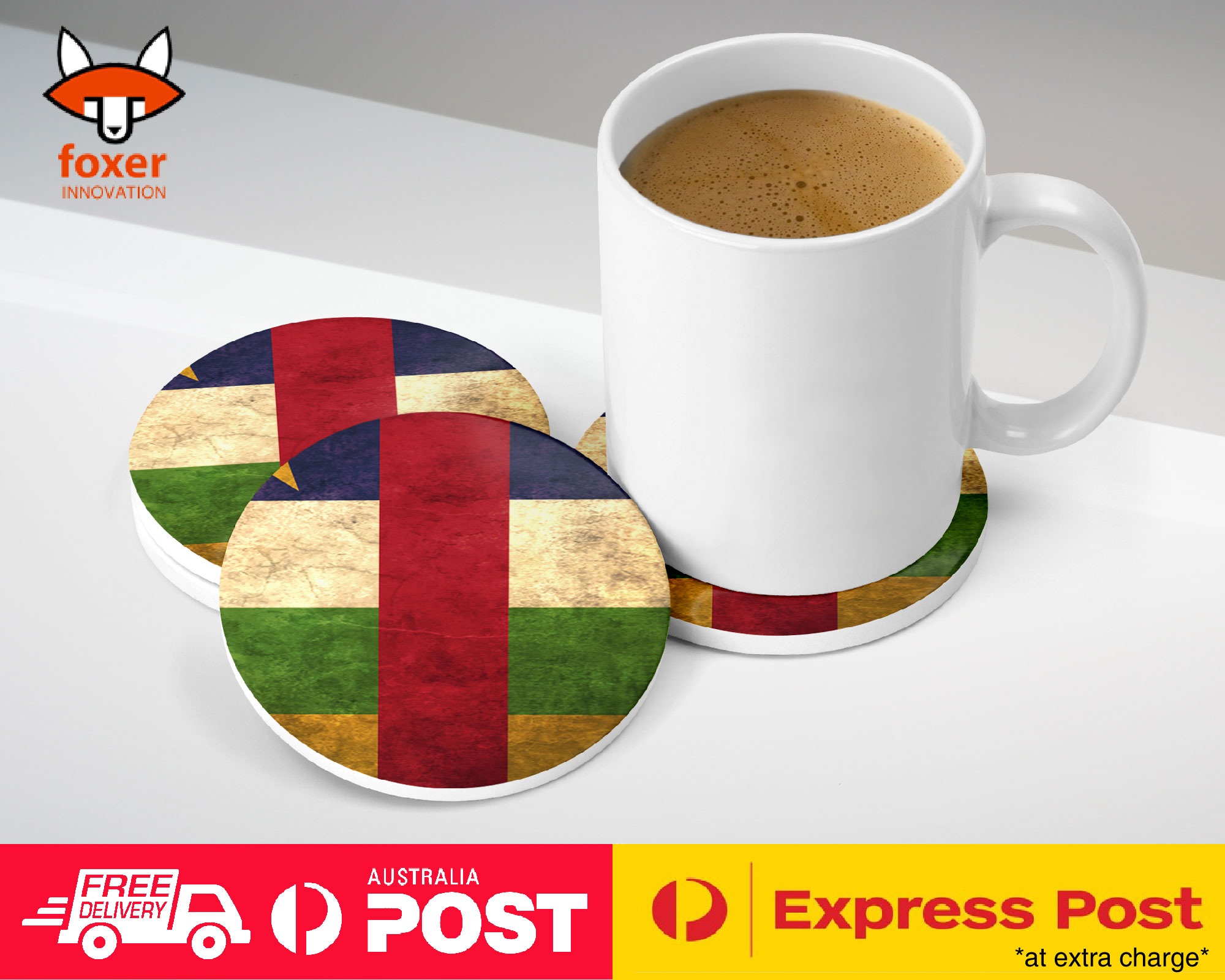 COASTER COFFEE DRINKING MAT|CENTRAL AFRICAN REPUBLIC FLAG