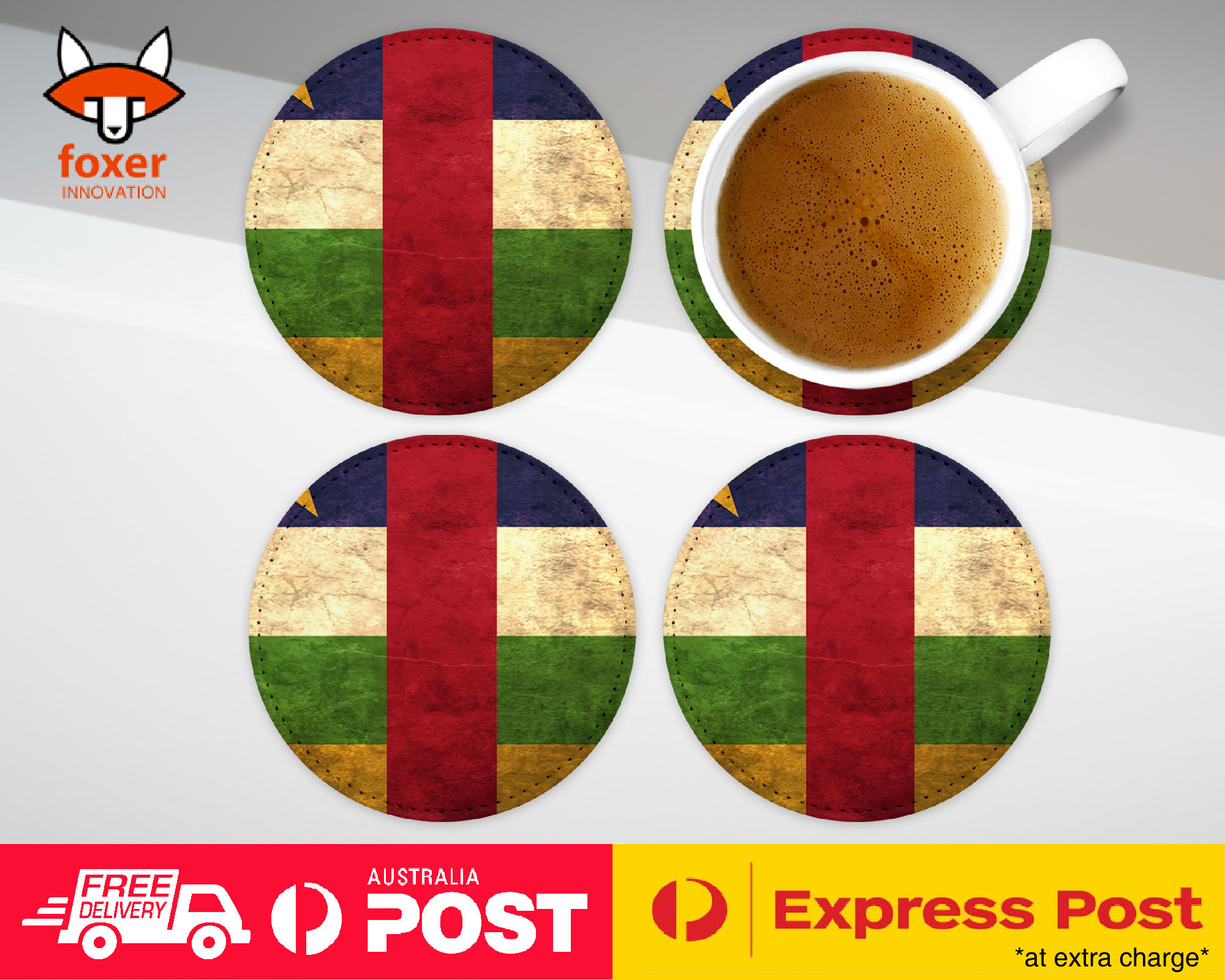 COASTER COFFEE DRINKING MAT|CENTRAL AFRICAN REPUBLIC FLAG