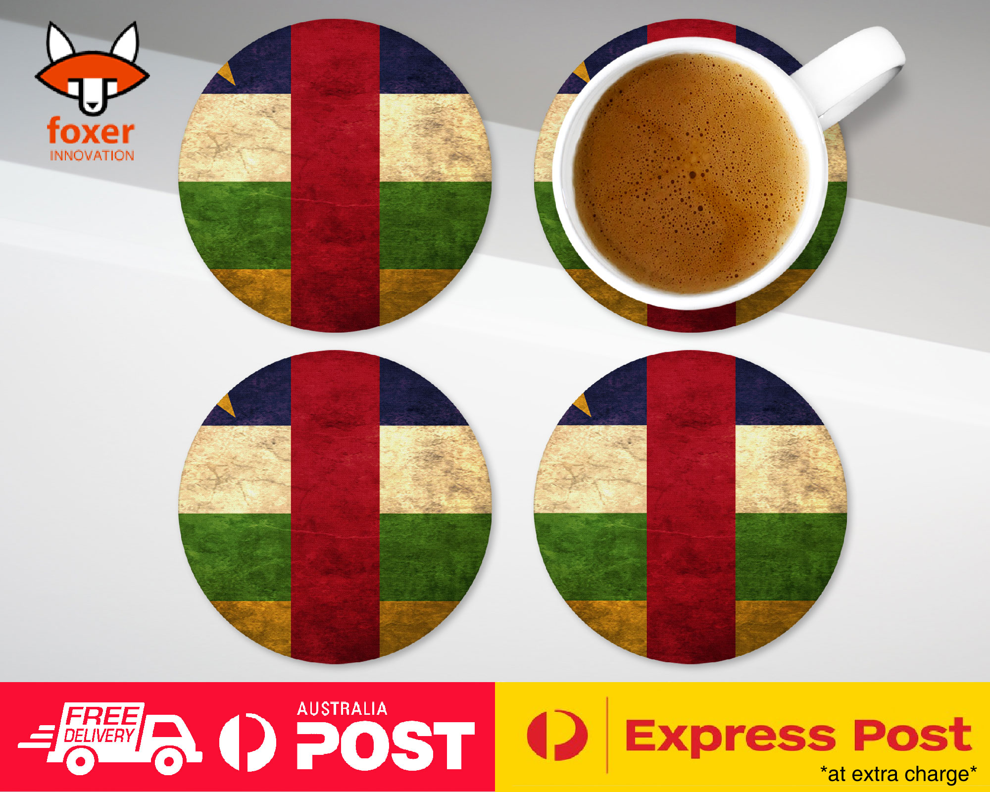 COASTER COFFEE DRINKING MAT|CENTRAL AFRICAN REPUBLIC FLAG