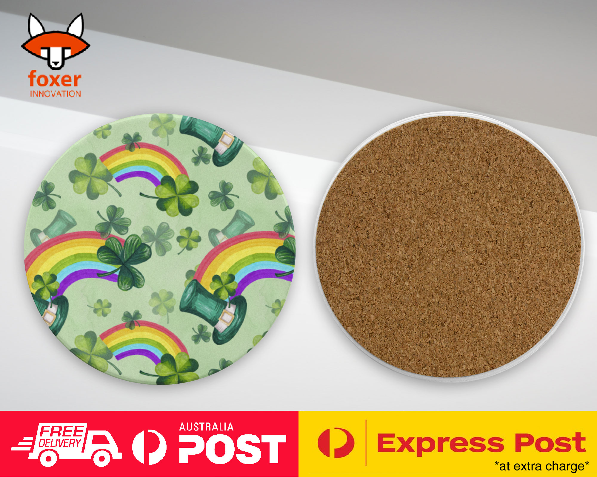 COASTER COFFEE DRINKING MAT|ST PATRICK CLOVER PATTERN 7