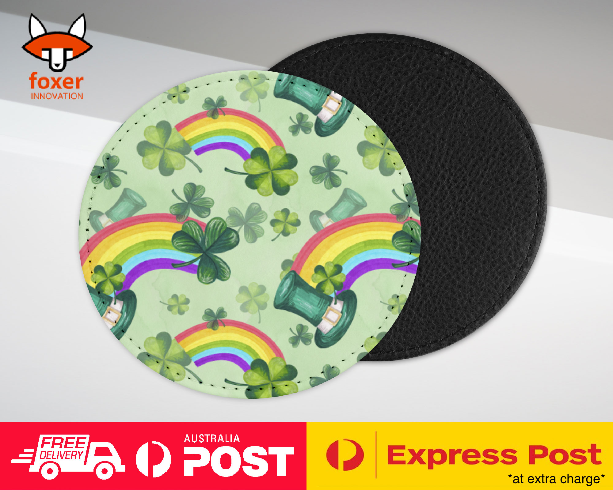 COASTER COFFEE DRINKING MAT|ST PATRICK CLOVER PATTERN 7