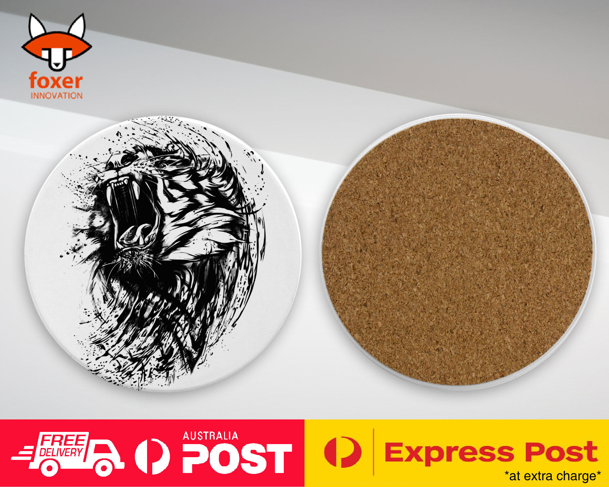 COASTER COFFEE DRINKING MAT|TIGER SKETCH DRAWING ART