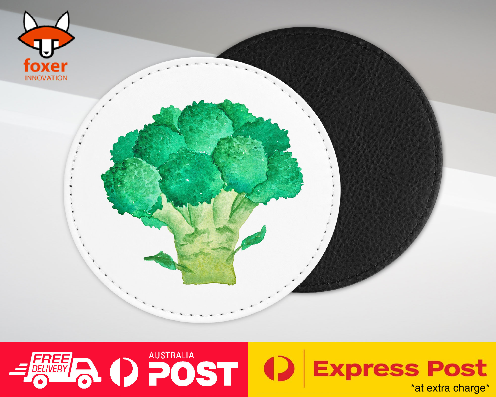 COASTER COFFEE DRINKING MAT|WATERCOLOR BROCCOLI VEGETABLE