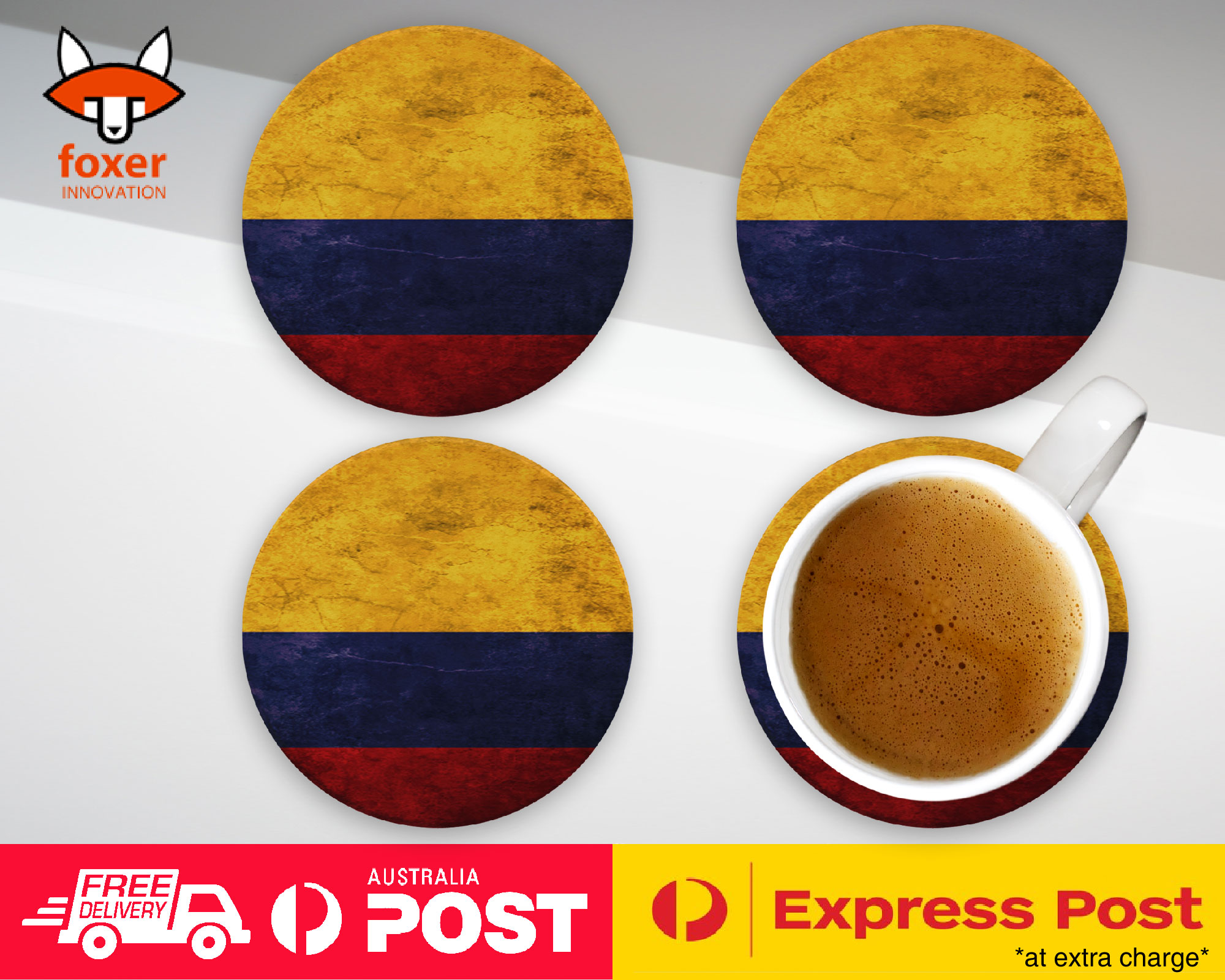 COASTER COFFEE DRINKING MAT|COLOMBIA COUNTRY FLAG 32