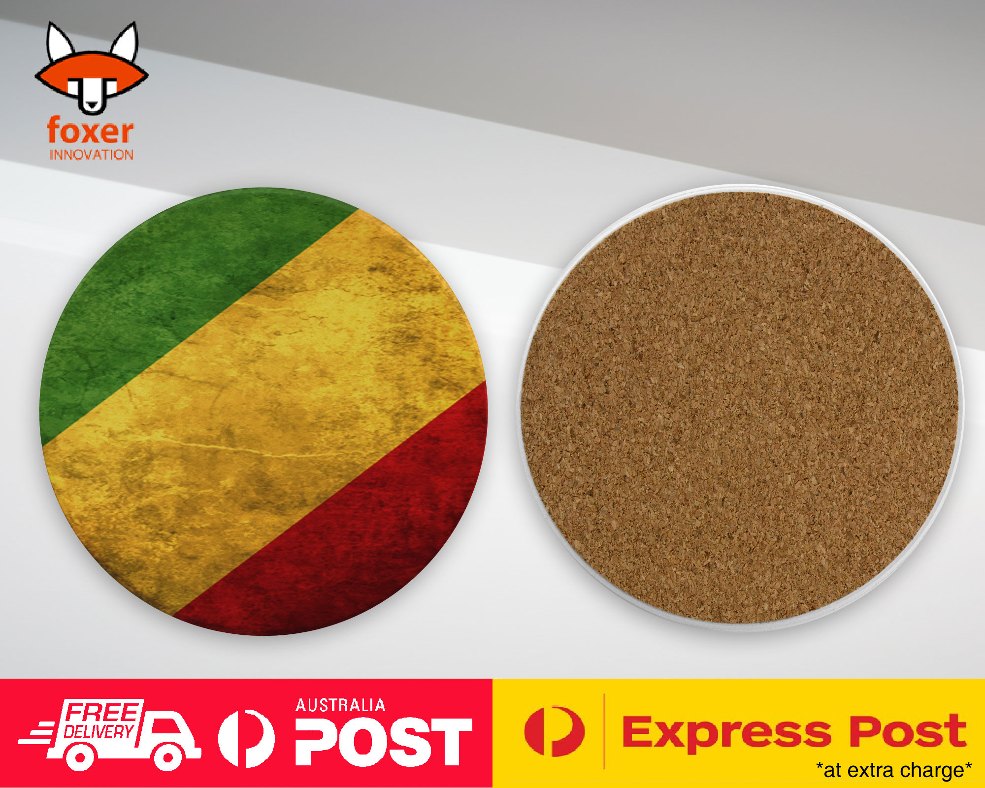 COASTER COFFEE DRINKING MAT|CONGO COUNTRY FLAG #2