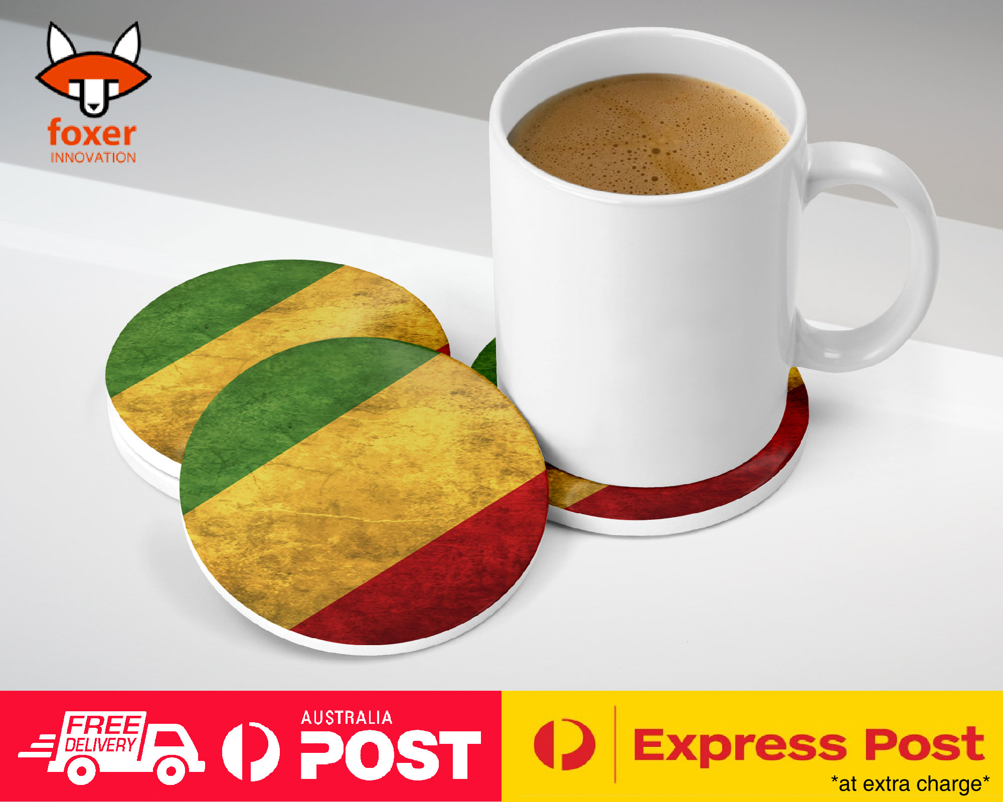 COASTER COFFEE DRINKING MAT|CONGO COUNTRY FLAG #2