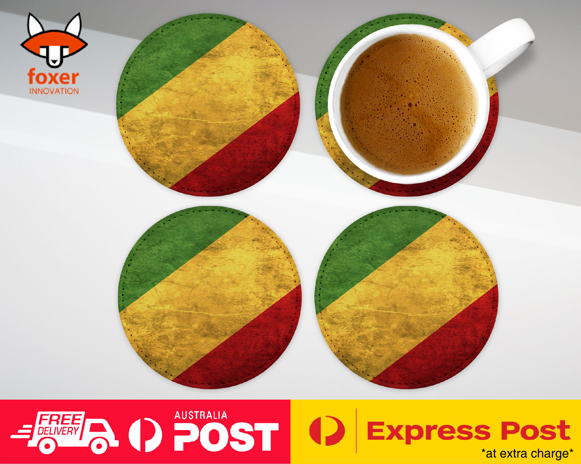COASTER COFFEE DRINKING MAT|CONGO COUNTRY FLAG #2