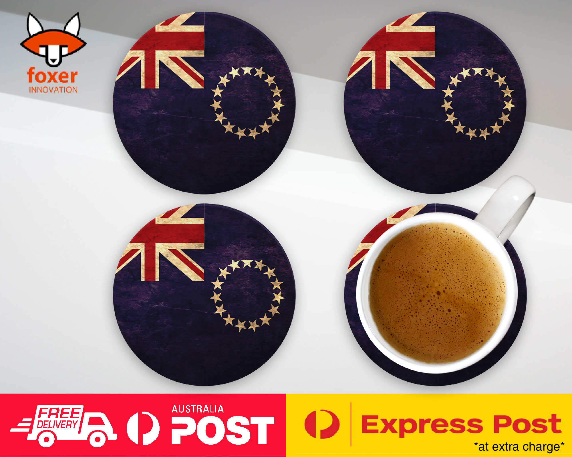 COASTER COFFEE DRINKING MAT|COOK ISLANDS COUNTRY FLAG