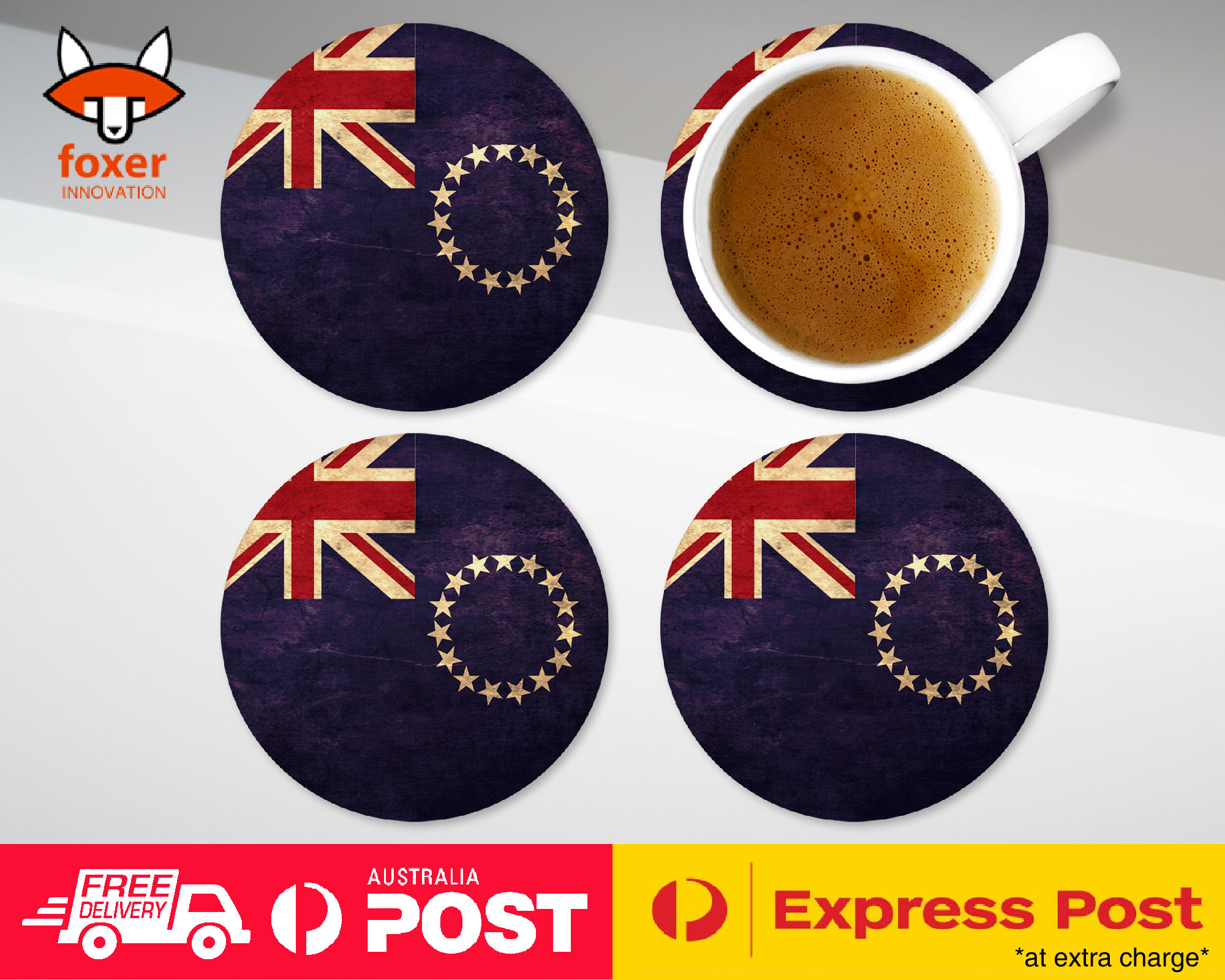 COASTER COFFEE DRINKING MAT|COOK ISLANDS COUNTRY FLAG
