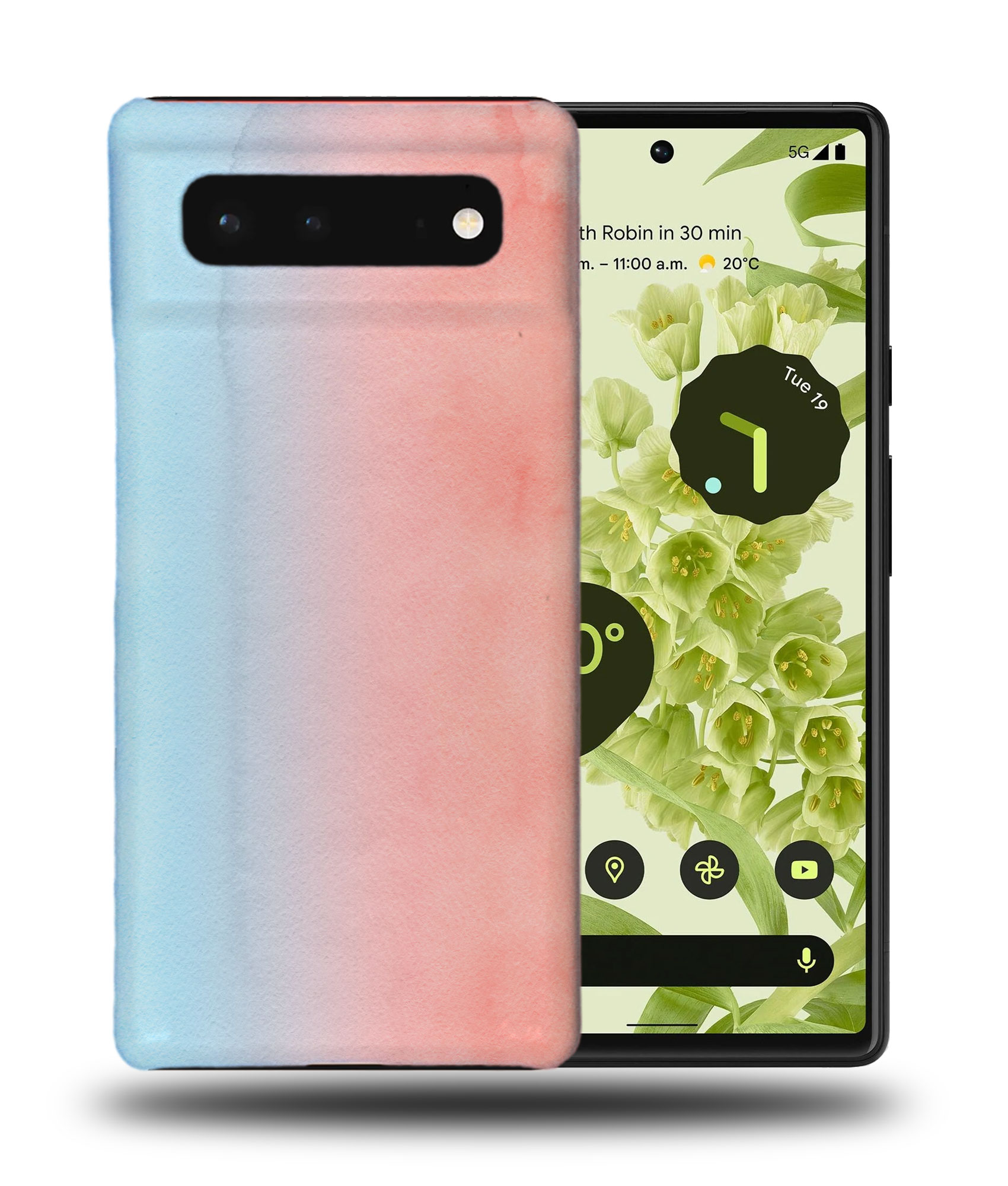 CASE COVER FOR GOOGLE PIXEL|PINK BLUE WATERCOLOR 14 - Picture 3 of 11